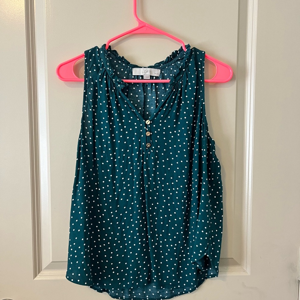 LOFT Green Blouse with Buttoned Details